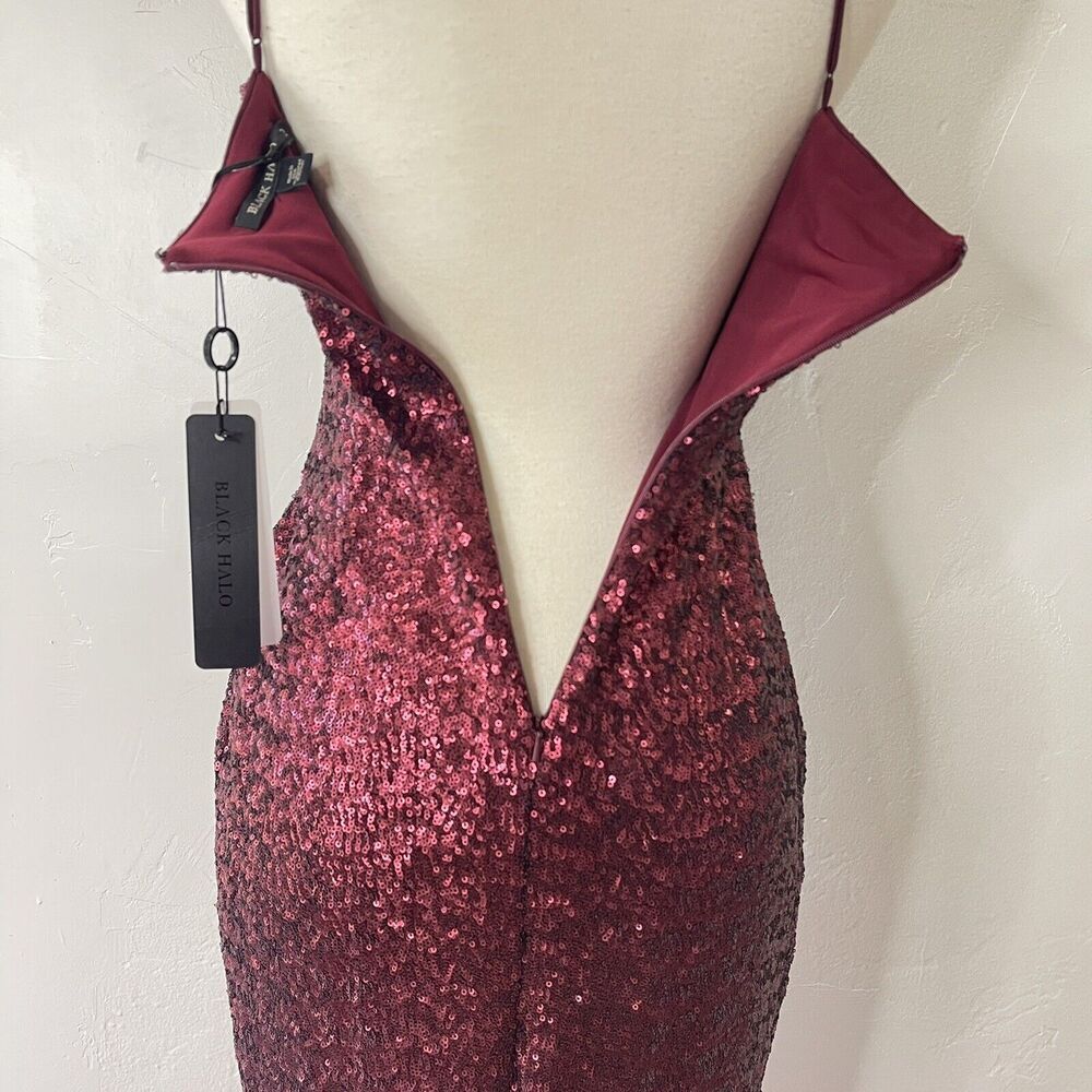 Black Halo Bowery Sequined Sheath Dress Size 2 Red Pinot Noir 2010s Formal NWT - Picture 8 of 12
